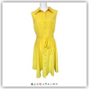 Sharagano Vintage A-line Collared Dress in Yellow - LIKE NEW - Size 14